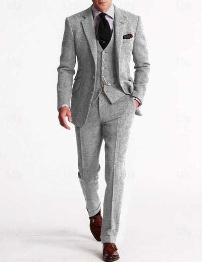 Herringbone Wool 3-Piece Suit